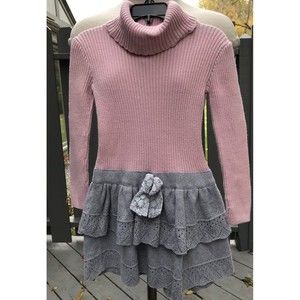 MAGGIE & ZOE GIRLS KNIT DRESS size 4 4T PINK COTTON Blend Long Sleeves
